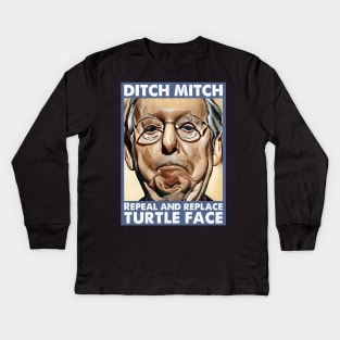 Ditch Moscow Mitch McConnell Repeal And Replace Turtle Face Kids Long Sleeve T-Shirt